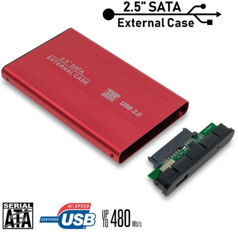 Εξωτερική  Θήκη Αλουμινίου για HDD 2,5" SATA (USB 2.0) (Κόκκινο) (OEM)