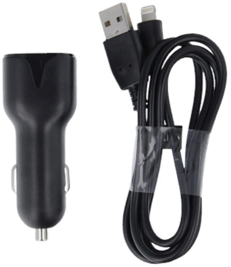 MAXLIFE MXCC-01 Φορτιστής Αυτοκινήτου 2x USB με Καλώδιο Lightning 1m (2.4A) (Μαύρο)