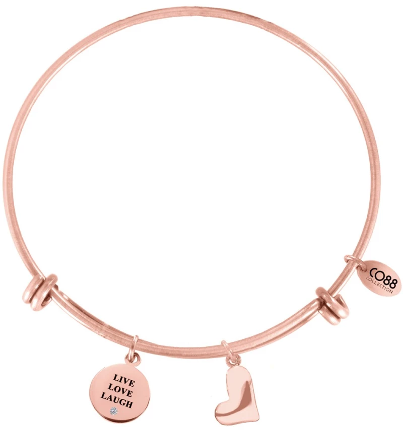 Steel Bracelet Pendants Round Text Heart, Brand CO88 - 8CB-13015