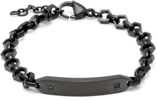 Βραχιόλι Ταυτότητα Γυναικεία από Ατσάλι 316L σε Μαύρο Χρώμα / Μήκος 19,00 Cm / Φάρδος 6,90 Mm / VISETTI / SU-BR023B