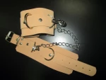 BDSM Δερμάτινες χειροπέδες χρώματος μπεζ
