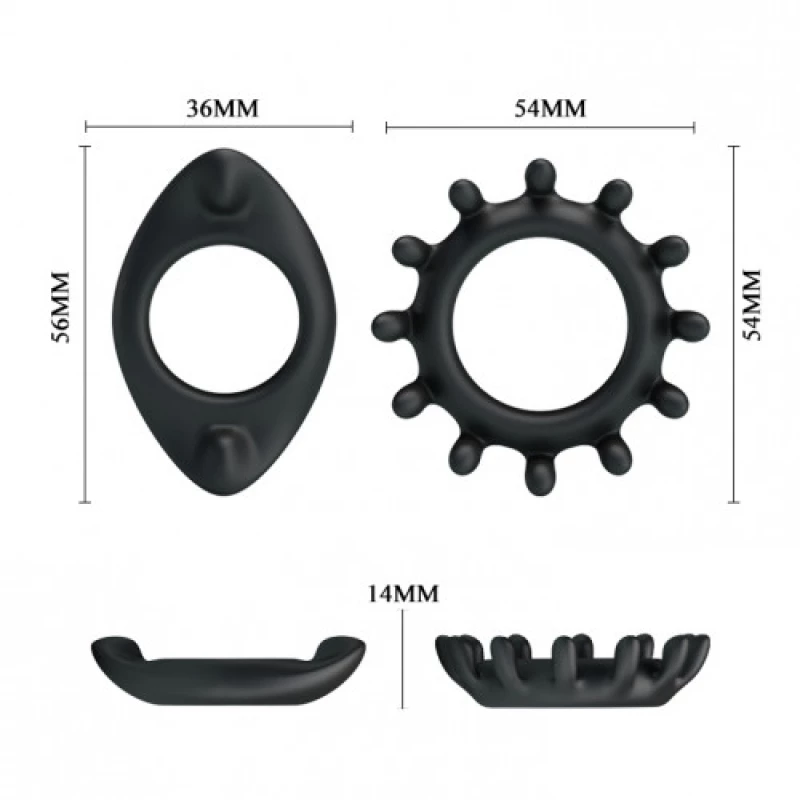 Black Silicone Cock Ring Dual