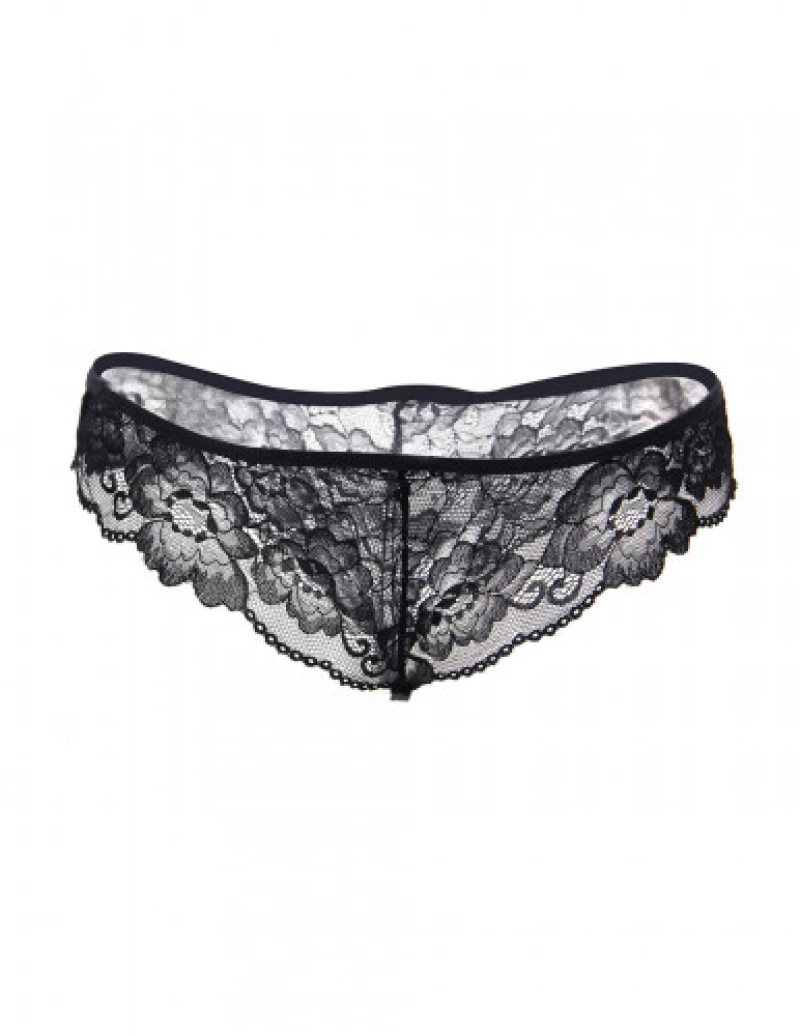 Ημιδιαφανές Plus Size μαύρο Babydoll με στρινγκ