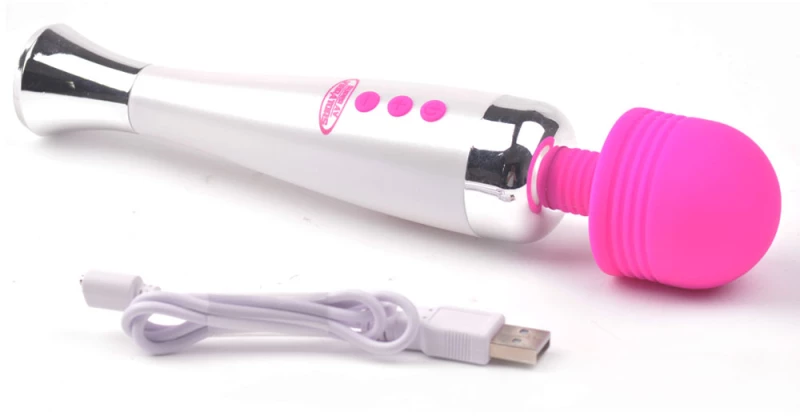 Pink and White 12-Speed Rechargeable Wand Massager