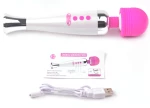 Pink and White 12-Speed Rechargeable Wand Massager