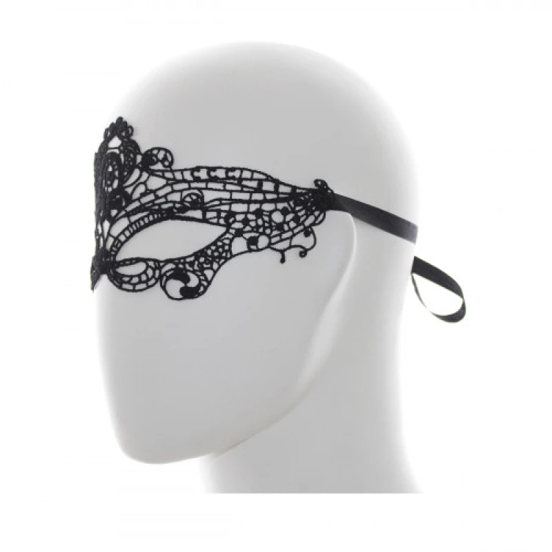 Black Venician Eye Mask with Satin Tie