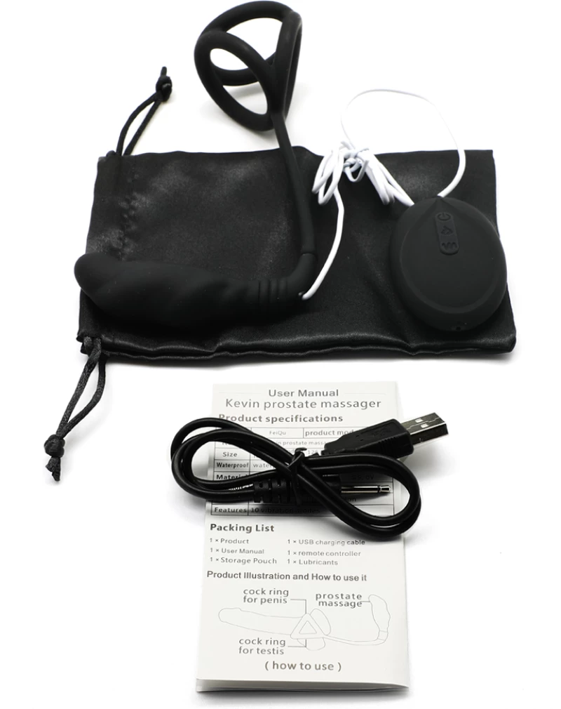 Rechargeable Black Silicone Prostate Massager 8 cm