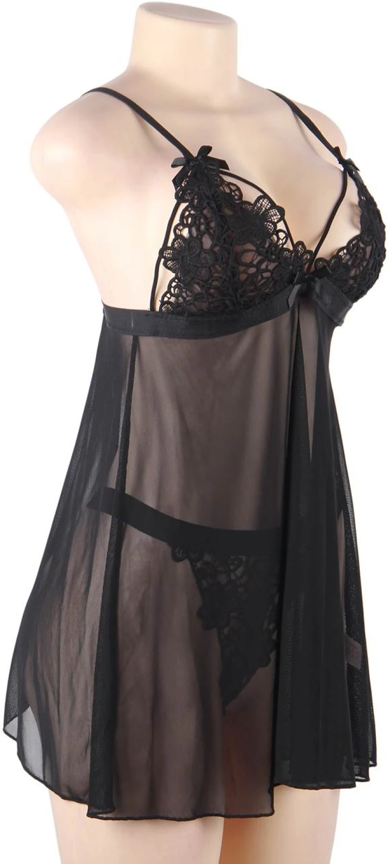 Black Lace High-end Delicate Embroidery Babydoll