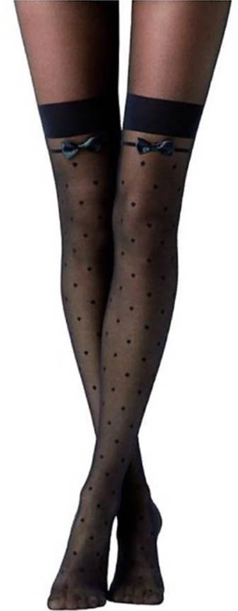 Jacquard Bow Tie Black Spot Stocking