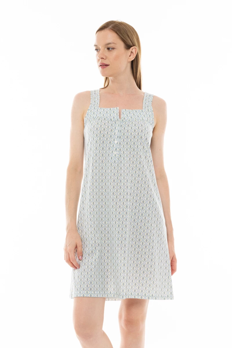 Γυναικείο Νυχτικό Pink Label - Mini - Γεωμετρικό print - Τιράντα