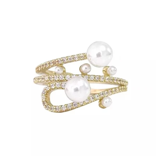 Δαχτυλίδι Triple pearl από aloy