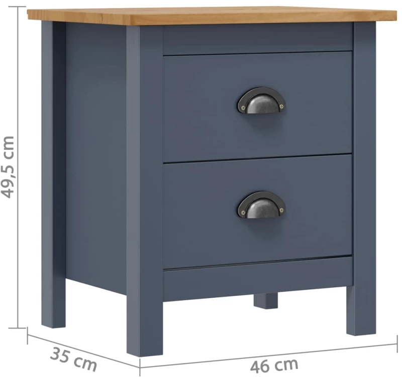 ΚΟΜΟΔΙΝΑ HILL RANGE 2 ΤΕΜ. ΓΚΡΙ 46X35X49,5 ΕΚ ΜΑΣΙΦ ΞΥΛΟ ΠΕΥΚΟΥ 288909