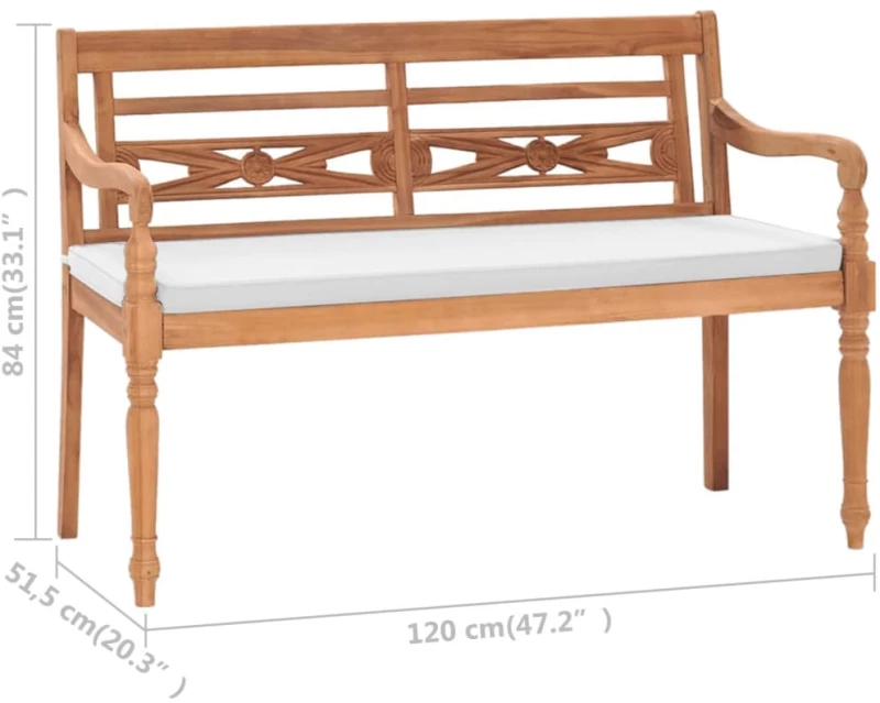ΠΑΓΚΑΚΙ BATAVIA 120 ΕΚ. ΑΠΟ ΞΥΛΟ TEAK ΜΕ ΜΑΞΙΛΑΡΙΑ 43057