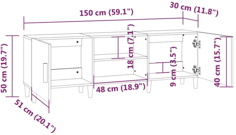 ΈΠΙΠΛΟ ΤΗΛΕΟΡΑΣΗΣ ΓΚΡΙ ΣΚΥΡΟΔΕΜΑΤΟΣ 150X30X50 ΕΚ. ΕΠΕΞ. ΞΥΛΟ 812622