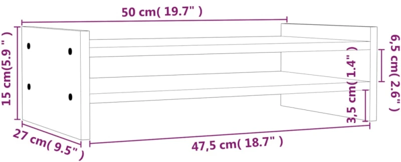 ΒΑΣΗ ΟΘΟΝΗΣ ΛΕΥΚΗ 50 X 27 X 15 ΕΚ. ΑΠΟ ΜΑΣΙΦ ΞΥΛΟ ΠΕΥΚΟΥ 814020