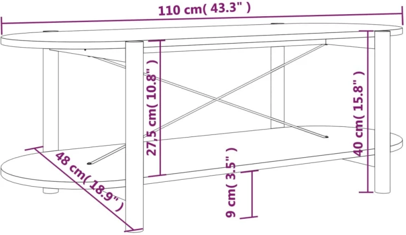ΤΡΑΠΕΖΑΚΙ ΣΑΛΟΝΙΟΥ ΜΑΥΡΟ 110X48X40 ΕΚ. ΑΠΟ ΕΠΕΞΕΡΓΑΣΜΕΝΟ ΞΥΛΟ 345688