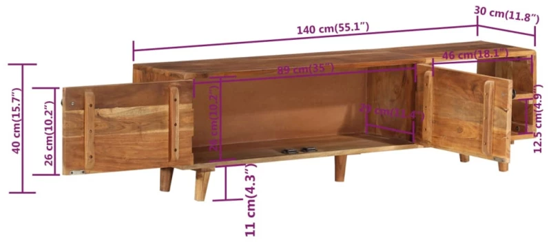 ΈΠΙΠΛΟ ΤΗΛΕΟΡΑΣΗΣ 140X30X40 ΕΚ. ΑΚΑΚΙΑ ΜΕ ΦΙΝΙΡΙΣΜΑ SHEESHAM 337847