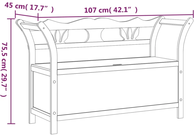ΠΑΓΚΟΣ 107 X 45 X 75,5 ΕΚ. ΑΠΟ ΜΑΣΙΦ ΞΥΛΟ ΕΛΑΤΗΣ 351777