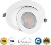 GloboStar® LEXIS JOINT 60989 Χωνευτό LED Κινούμενο Spot Downlight 12W 1140lm 45° AC 220-240V IP44 Φ15.8cm x Υ4.1cm - Στρόγγυλο - Λευκό - Θερμό Λευκό 2700K - Bridgelux Chip - TÜV Certified Driver - 5 Years Warranty