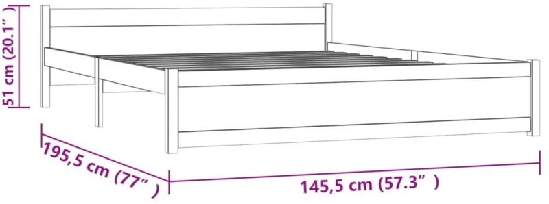 ΠΛΑΙΣΙΟ ΚΡΕΒΑΤΙΟΥ ΜΑΥΡΟ 140 X 190 ΕΚ. ΑΠΟ ΜΑΣΙΦ ΞΥΛΟ 815028