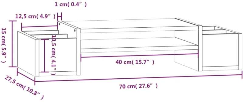 ΒΑΣΗ ΟΘΟΝΗΣ ΛΕΥΚΗ 70X27,5X15 ΕΚ. ΑΠΟ ΜΑΣΙΦ ΞΥΛΟ ΠΕΥΚΟΥ 813965