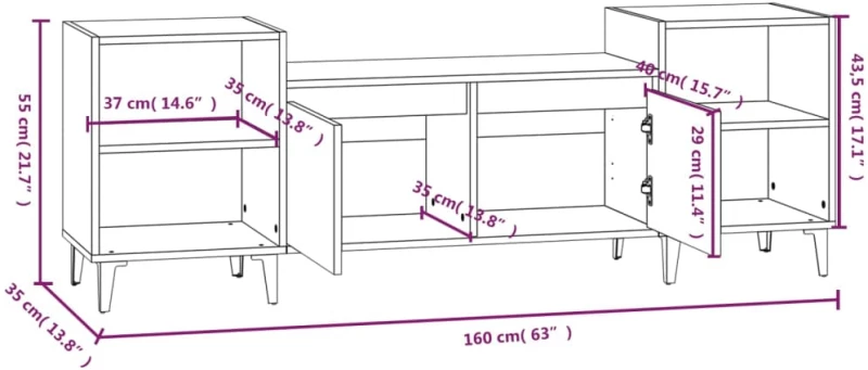 ΈΠΙΠΛΟ ΤΗΛΕΟΡΑΣΗΣ ΓΚΡΙ SONOMA 160X35X55 ΕΚ. ΑΠΟ ΕΠΕΞΕΡΓ. ΞΥΛΟ 821202