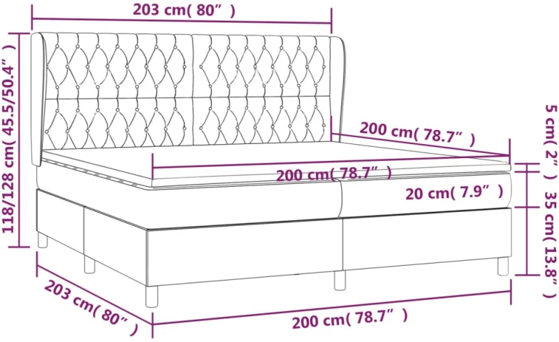 ΚΡΕΒΑΤΙ BOXSPRING ΜΕ ΣΤΡΩΜΑ ΑΝΟΙΧΤΟ ΓΚΡΙ 200X200 ΕΚ. ΥΦΑΣΜΑΤΙΝΟ 3128229