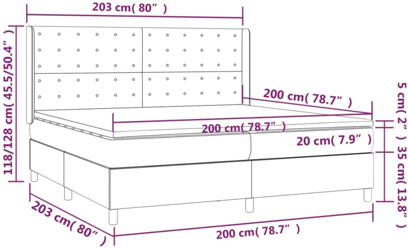 ΚΡΕΒΑΤΙ BOXSPRING ΜΕ ΣΤΡΩΜΑ ΑΝΟΙΧΤΟ ΓΚΡΙ 200X200 ΕΚ. ΥΦΑΣΜΑΤΙΝΟ 3132337