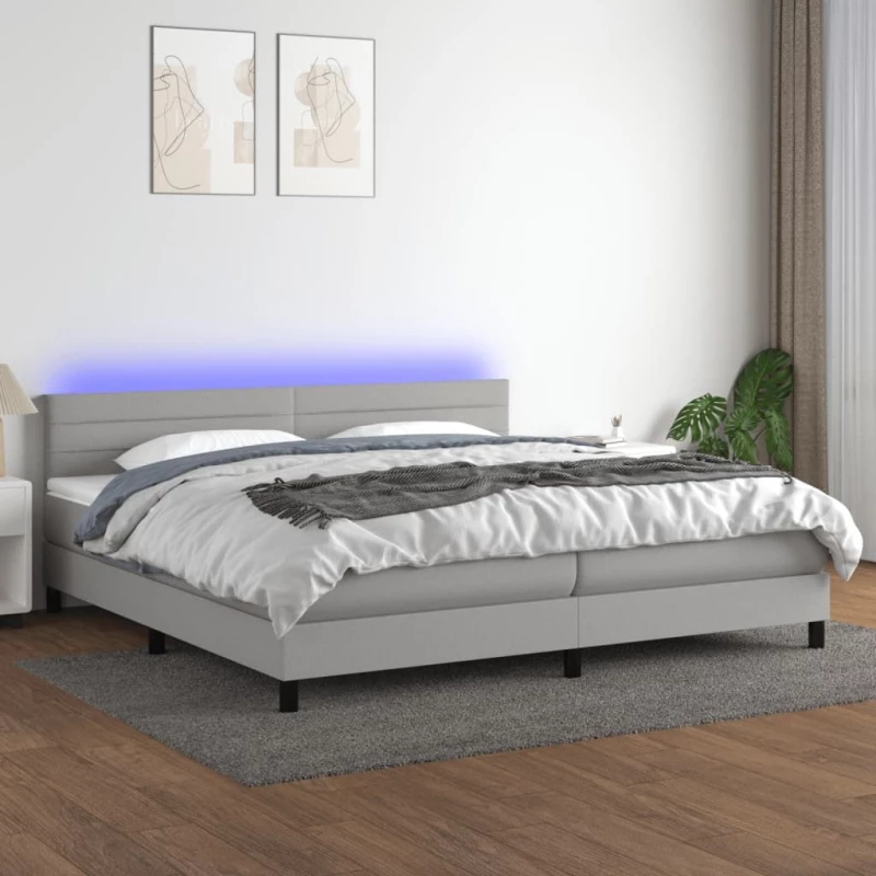 ΚΡΕΒΑΤΙ BOXSPRING ΜΕ ΣΤΡΩΜΑ & LED ΑΝ.ΓΚΡΙ 200X200ΕΚ. ΥΦΑΣΜΑΤΙΝΟ 3133261