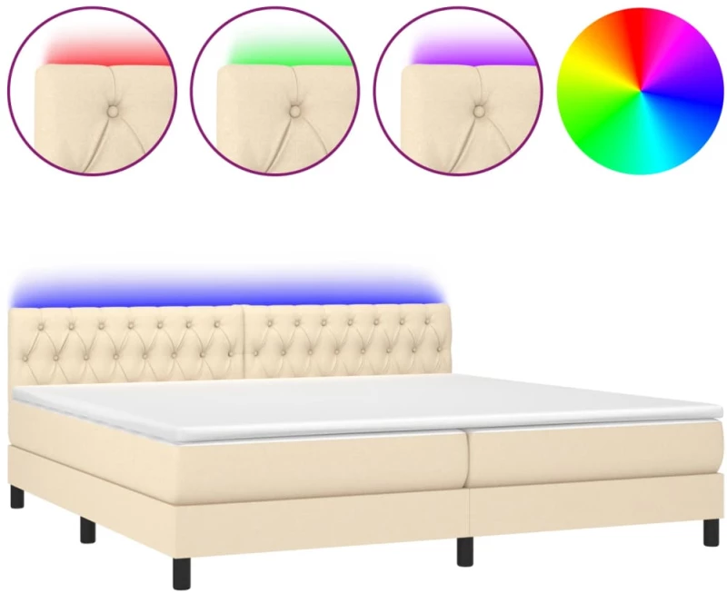 ΚΡΕΒΑΤΙ BOXSPRING ΜΕ ΣΤΡΩΜΑ & LED ΚΡΕΜ 200X200 ΕΚ. ΥΦΑΣΜΑΤΙΝΟ 3133426