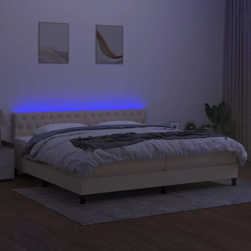 ΚΡΕΒΑΤΙ BOXSPRING ΜΕ ΣΤΡΩΜΑ & LED ΚΡΕΜ 200X200 ΕΚ. ΥΦΑΣΜΑΤΙΝΟ 3133426
