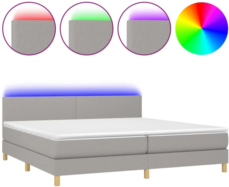 ΚΡΕΒΑΤΙ BOXSPRING ΜΕ ΣΤΡΩΜΑ & LED ΑΝ.ΓΚΡΙ 200X200ΕΚ. ΥΦΑΣΜΑΤΙΝΟ 3133581