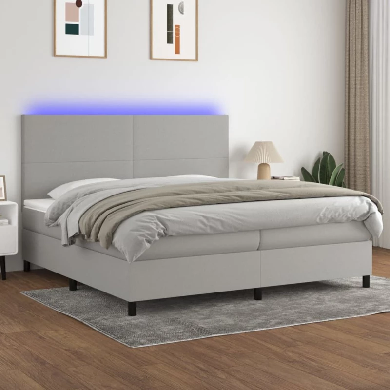 ΚΡΕΒΑΤΙ BOXSPRING ΜΕ ΣΤΡΩΜΑ & LED ΑΝ.ΓΚΡΙ 200X200ΕΚ. ΥΦΑΣΜΑΤΙΝΟ 3134741