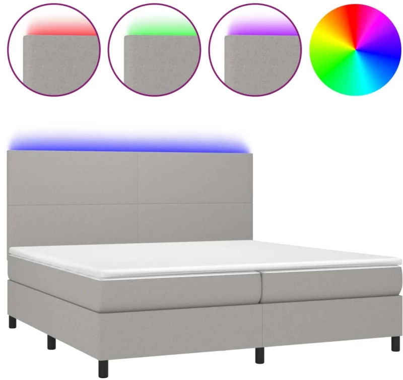 ΚΡΕΒΑΤΙ BOXSPRING ΜΕ ΣΤΡΩΜΑ & LED ΑΝ.ΓΚΡΙ 200X200ΕΚ. ΥΦΑΣΜΑΤΙΝΟ 3134741