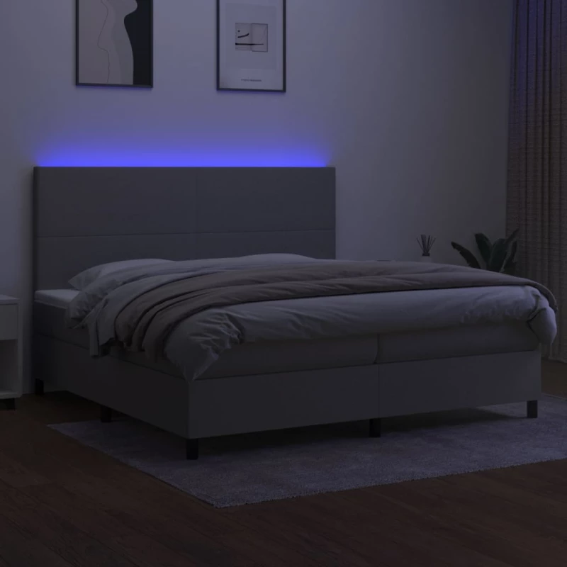 ΚΡΕΒΑΤΙ BOXSPRING ΜΕ ΣΤΡΩΜΑ & LED ΑΝ.ΓΚΡΙ 200X200ΕΚ. ΥΦΑΣΜΑΤΙΝΟ 3134741