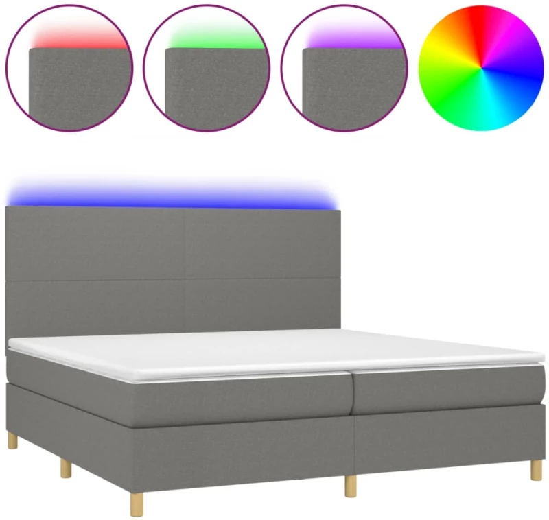 ΚΡΕΒΑΤΙ BOXSPRING ΜΕ ΣΤΡΩΜΑ & LED ΣΚ.ΓΚΡΙ 200X200ΕΚ. ΥΦΑΣΜΑΤΙΝΟ 3135302