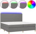 ΚΡΕΒΑΤΙ BOXSPRING ΜΕ ΣΤΡΩΜΑ & LED ΣΚ.ΓΚΡΙ 200X200ΕΚ. ΥΦΑΣΜΑΤΙΝΟ 3135302
