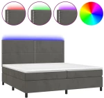 ΚΡΕΒΑΤΙ BOXSPRING ΜΕ ΣΤΡΩΜΑ & LED ΣΚ. ΓΚΡΙ 200X200ΕΚ. ΒΕΛΟΥΔΙΝΟ 3136084