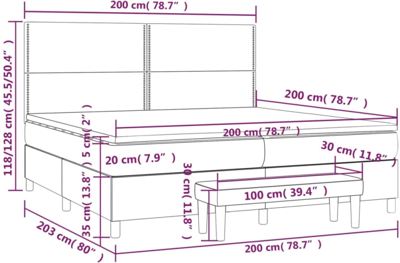 ΚΡΕΒΑΤΙ BOXSPRING ΜΕ ΣΤΡΩΜΑ ΑΝΟΙΧΤΟ ΓΚΡΙ 200X200 ΕΚ. ΥΦΑΣΜΑΤΙΝΟ 3136541