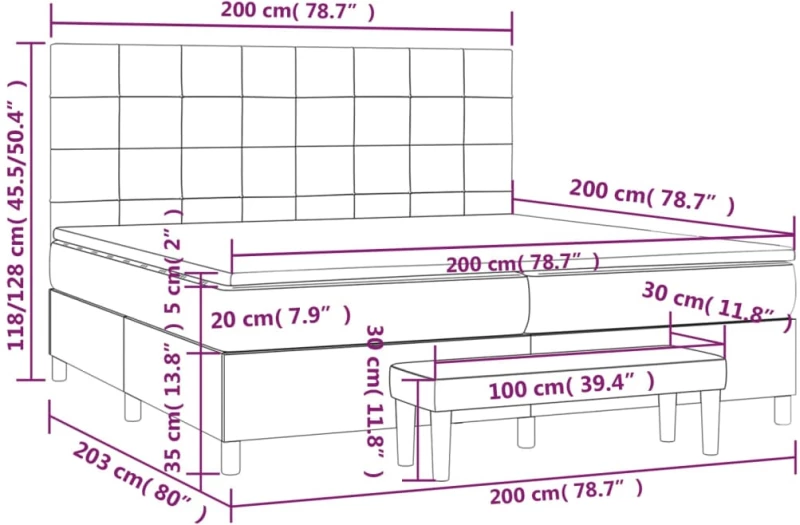 ΚΡΕΒΑΤΙ BOXSPRING ΜΕ ΣΤΡΩΜΑ ΑΝΟΙΧΤΟ ΓΚΡΙ 200X200 ΕΚ. ΒΕΛΟΥΔΙΝΟ 3137863