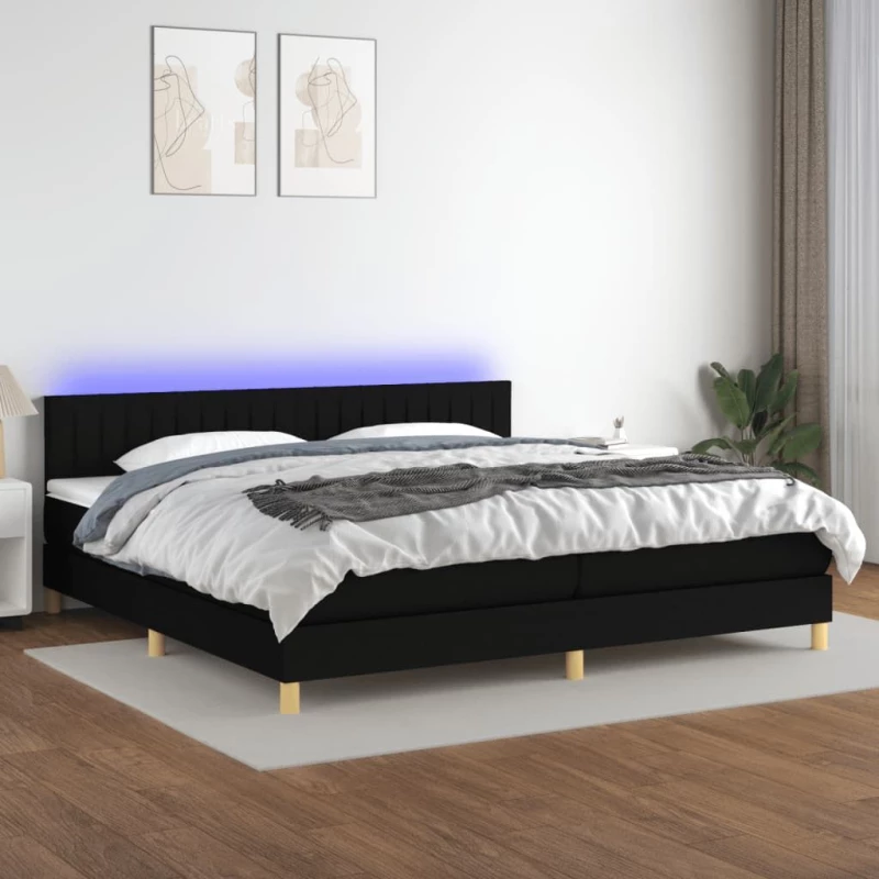 ΚΡΕΒΑΤΙ BOXSPRING ΜΕ ΣΤΡΩΜΑ & LED ΜΑΥΡΟ 200X200 ΕΚ. ΥΦΑΣΜΑΤΙΝΟ 3133903