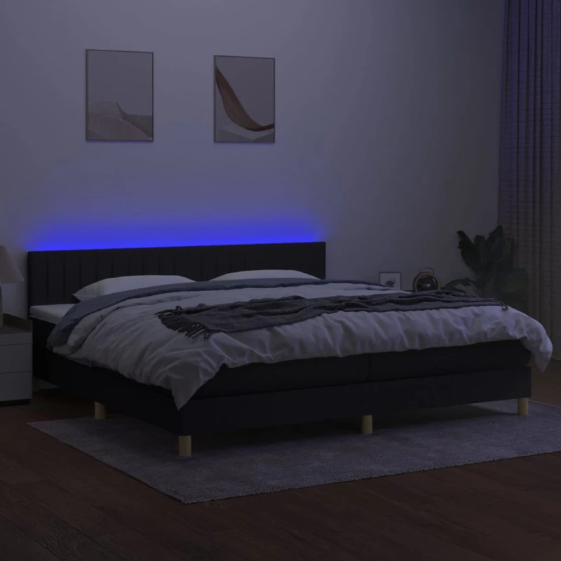 ΚΡΕΒΑΤΙ BOXSPRING ΜΕ ΣΤΡΩΜΑ & LED ΜΑΥΡΟ 200X200 ΕΚ. ΥΦΑΣΜΑΤΙΝΟ 3133903