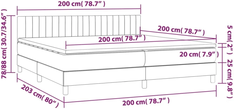 ΚΡΕΒΑΤΙ BOXSPRING ΜΕ ΣΤΡΩΜΑ & LED ΜΑΥΡΟ 200X200 ΕΚ. ΥΦΑΣΜΑΤΙΝΟ 3133903