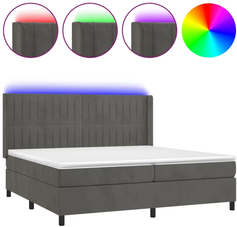 ΚΡΕΒΑΤΙ BOXSPRING ΜΕ ΣΤΡΩΜΑ & LED ΣΚ. ΓΚΡΙ 200X200ΕΚ. ΒΕΛΟΥΔΙΝΟ 3139704