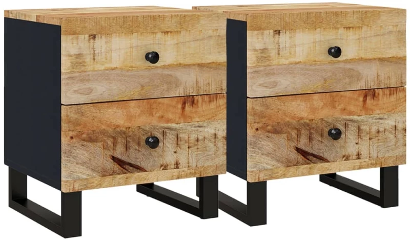 ΚΟΜΟΔΙΝΑ 2 ΤΕΜ. 40 X 33 X 46 ΕΚ. ΑΠΟ ΜΑΣΙΦ ΞΥΛΟ ΜΑΝΓΚΟ 345215
