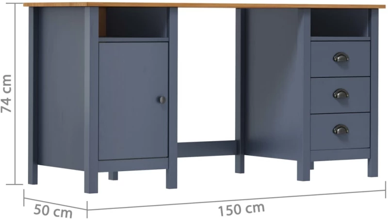 ΓΡΑΦΕΙΟ HILL RANGE ΓΚΡΙ 150X50X74 ΕΚ. ΜΑΣΙΦ ΞΥΛΟ ΠΕΥΚΟΥ 289001