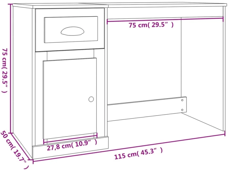 ΓΡΑΦΕΙΟ ΜΕ ΣΥΡΤΑΡΙ ΓΚΡΙ SONOMA 115X50X75 ΕΚ. ΕΠΕΞΕΡΓΑΣΜΕΝΟ ΞΥΛΟ 816478