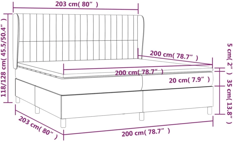 ΚΡΕΒΑΤΙ BOXSPRING ΜΕ ΣΤΡΩΜΑ ΑΝΟΙΧΤΟ ΓΚΡΙ 200X200 ΕΚ. ΥΦΑΣΜΑΤΙΝΟ 3128709