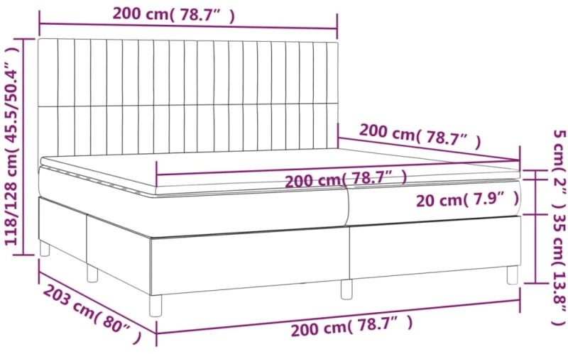 ΚΡΕΒΑΤΙ BOXSPRING ΜΕ ΣΤΡΩΜΑ ΑΝΟΙΧΤΟ ΓΚΡΙ 200X200 ΕΚ. ΥΦΑΣΜΑΤΙΝΟ 3141961