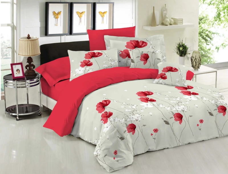 Σετ Πάπλωμα LE BLANC Premium Cotton 100% Anemone Red Υπέρδιπλο 220x240